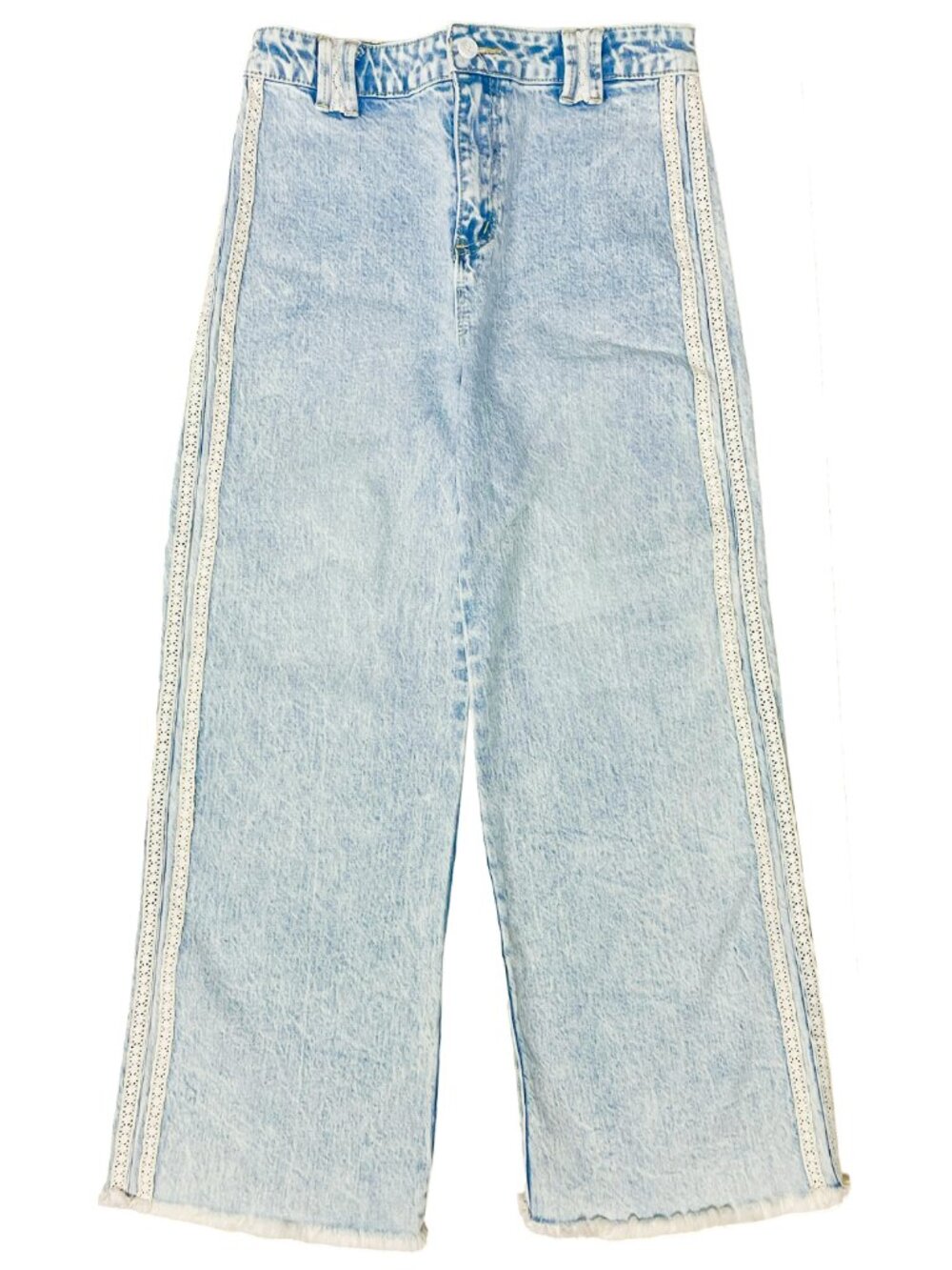 Girls Lace Side Stripe Wide Leg Jeans Light Wash Tractr Size 16